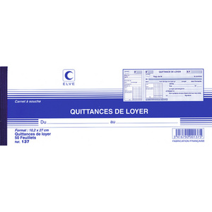 ELVE Carnet à souche 'Quittances de loyer', 100 x 270 mm