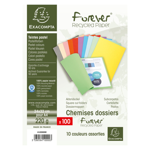 EXACOMPTA Chemises FOREVER 250, A4, assorti  - 22577