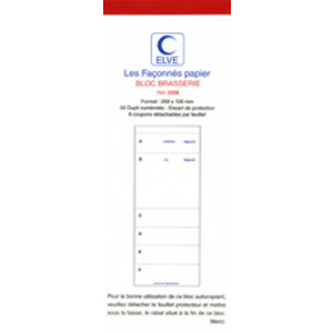ELVE Bloc brasserie dupli, 50 feuilles autocopiantes
