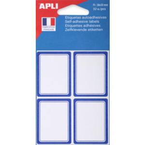 APLI Etiquettes pour livre, 36 x 56 mm, lignées, blanc/bleu