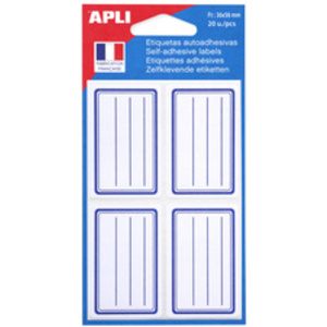 APLI Etiquettes pour livre, 36 x 56 mm, lignées, blanc/bleu