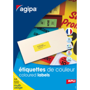 APLI Etiquette d'adresse, 70 x 31 mm, coins droits, jaune  - 43750