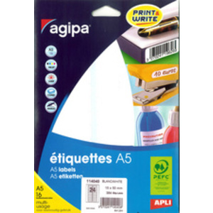 agipa Etiquette universelle, 25 x 48,5 mm, blanc  - 43812
