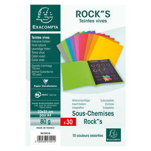EXACOMPTA Sous-chemise ROCK'S,220x310mm,assorties x 30,  - 51349