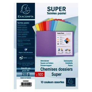 EXACOMPTA Chemises SUPER 250, A4, assorti