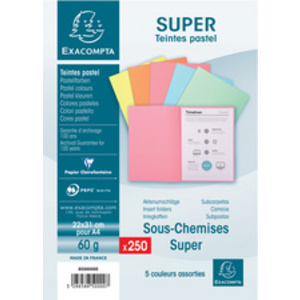 EXACOMPTA Sous-chemises SUPER 60, A4, 60 g/m2, bleu clair  - 52282