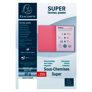 EXACOMPTA Sous-chemises SUPER 60, A4, 60 g/m2, rose  - 52289