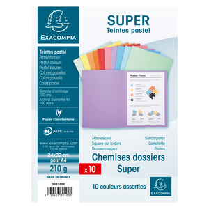 EXACOMPTA Chemises SUPER 250, A4, assorti