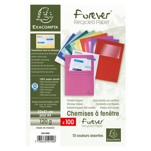 EXACOMPTA Chemise à fenêtre FOREVER, A4, 130 g/m2, assorti