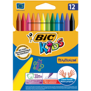 BIC Crayon de cire Plastidecor, étui en carton de 12