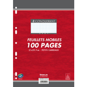 CONQUERANT SEPT Feuillets mobiles 210 x 297 mm, quadrillé