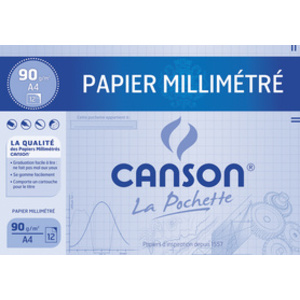 CANSON Papier calque millimétré, A4, 70 g/m2