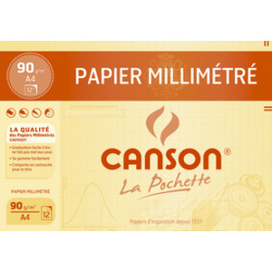 CANSON Papier millimétré, A4, 90 g/m2, couleur: bleu