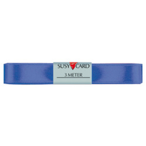 SUSY CARD Ruban cadeau 'double satin', 15 mm x 3 m, bleu