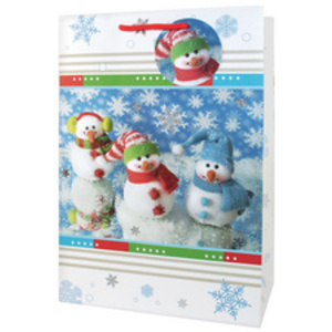 CACTUS Sac cadeau de Noël '3 bonshommes de neige', grand