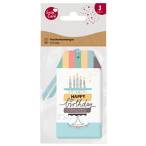 SUSY CARD Etiquette cadeau 'Happy Eco B-day Cake'