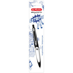 herlitz Stylo à bille rétractable my.pen, noir/blanc