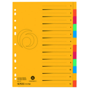 herlitz Intercalaire carton, A4 extra large, 6 touches, uni