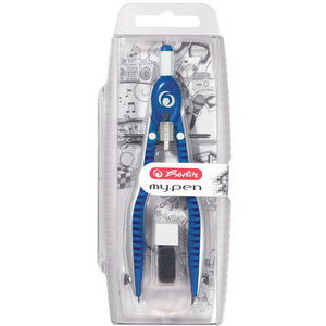 herlitz Compas à réglage rapide my.pen, bleu/blanc