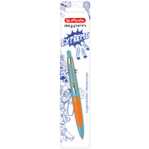 herlitz Stylo à bille rétractable my.pen, bleu/blanc