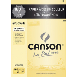 CANSON Papier à dessin couleur 'Mi-Teintes', format A3, noir