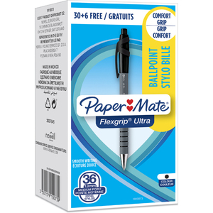 Paper:Mate Stylo à bille FlexGrip Ultra, Value pack, noir