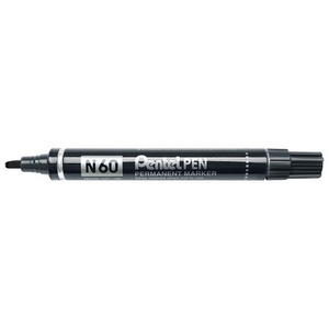Pentel Marqueur permanent N60, pointe biseautée, noir  - 11619