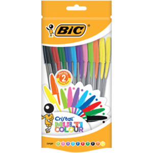 BIC Stylo à bille Cristal Large Multicolor, sachet de 10