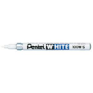 Pentel Marqueur permanent X100W, pointe ogive, 1,3 mm, blanc  - 14483