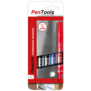 Pentel Marqueur permanent N50, pointe ogive, étui de 4