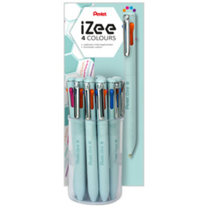 Pentel Stylo à bille rétractable 4 couleurs iZee, présentoir