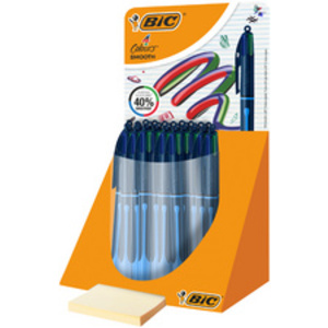BIC Stylo à bille 4 Colours Smooth Drop, S, présentoir de 30