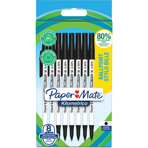 Paper:Mate Stylo à bille Kilometrico, blister de 8, noir