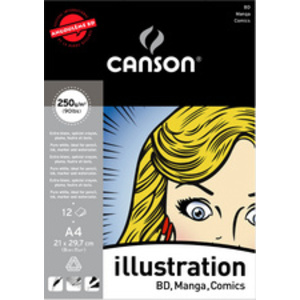 CANSON Bloc de dessin Illustration Manga, A4, 250 g/m2