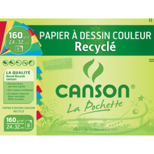 CANSON Papier à dessin recyclé, 240 x 320mm, 160 g/m2, blanc