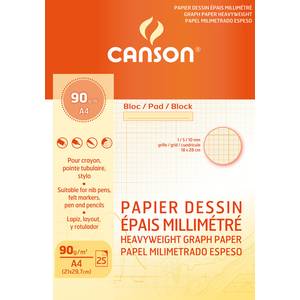 CANSON Bloc de papier millimétré, A4, 90 g/m2