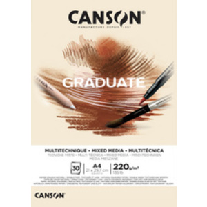 CANSON Bloc de dessin GRADUATE MIXED MEDIA, naturel, A3