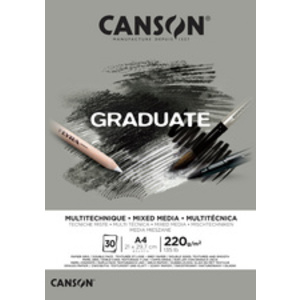 CANSON Bloc de dessin GRADUATE MIXED MEDIA, gris, A3