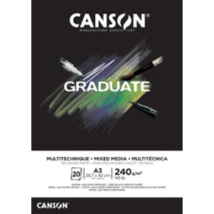 CANSON Bloc de dessin GRADUATE MIXED MEDIA, A5, noir