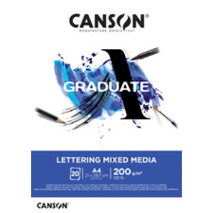 CANSON Bloc de dessin GRADUATE LETTERING MIXED MEDIA, A4