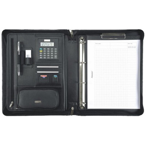 Alassio serviette classeur 'BOSA', A4, cuir nappa, noir