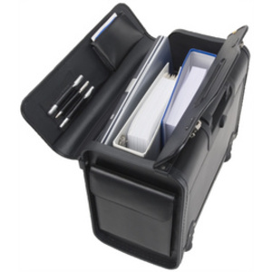 Alassio Valise pilote 'SILVANA', cuir, avec trolley, noir