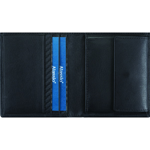 Alassio Mini portefeuille, cuir, format haut, noir