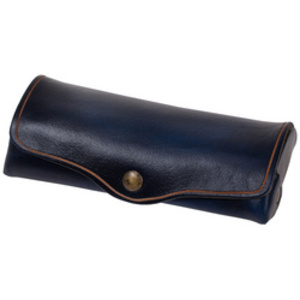 MIKA Etui à lunettes, grand, cuir, bouton-pression, marron