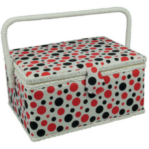 Kleiber Boîte à couture 'Pois', blanc / noir / rouge