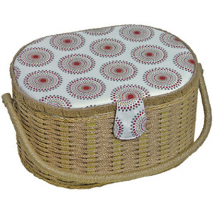 Kleiber Boîte à couture 'Cercles', ovale, marron/blanc/rouge