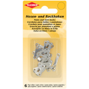 KLEIBER Crochets pour pantalons & jupes, à coudre, argenté