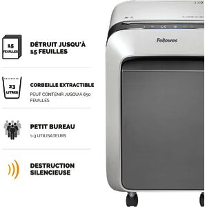 Fellowes Destructeur de documents Powershred LX 211, blanc