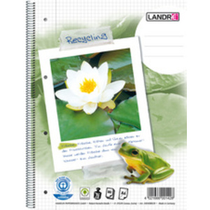 LANDRE Cahier à spirale 'Recycling' A4, quadrillé,160 pages