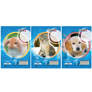 LANDRE cahier au format A4, linéature 2 / ligné, 16 feuiles